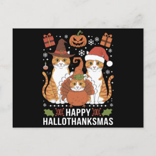Happy Hallothanksmas Cats Halloween Christmas Briefkaart