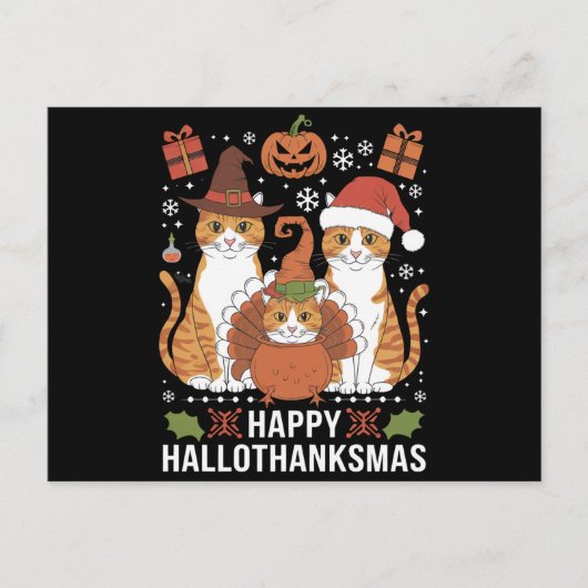 Happy Hallothanksmas Cats Halloween Christmas Briefkaart (Voorkant)