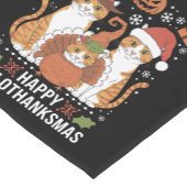 Happy Hallothanksmas Cats Halloween Christmas Korte Tafelloper (Hoek)
