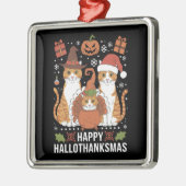 Happy Hallothanksmas Cats Halloween Christmas Metalen Ornament (Links)