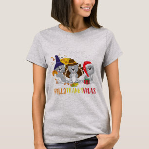 Happy Hallothanksmas cats Halloween Christmas T-shirt