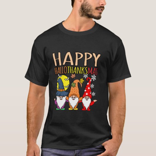 Happy Hallothanksmas Christmas Halloween Thanksgiv T-shirt (Voorkant)