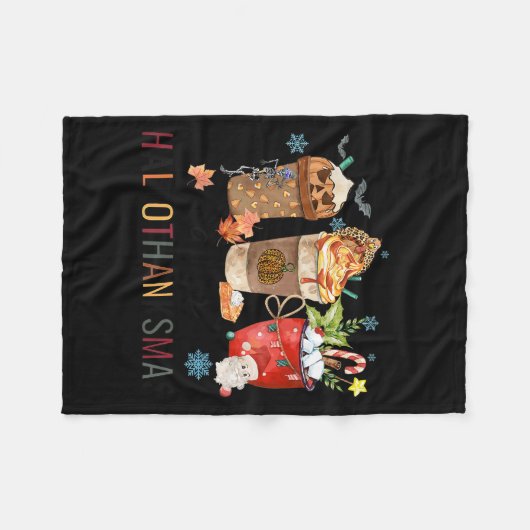 Happy Hallothanksmas Coffee Halloween Thanksgiving Fleece Deken (Voorkant (Horizontaal))