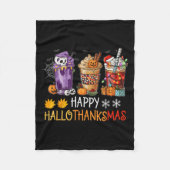 Happy Hallothanksmas Coffee Halloween Thanksgiving Fleece Deken (Voorkant)