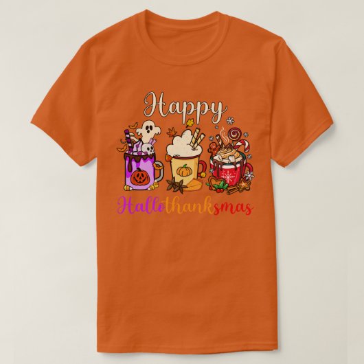 Happy Hallothanksmas Coffee Latte T-shirt (Design voorkant)