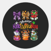 Happy Hallothanksmas Coquette Bow Coffee Latte Can Ronde Sticker (Voorkant)
