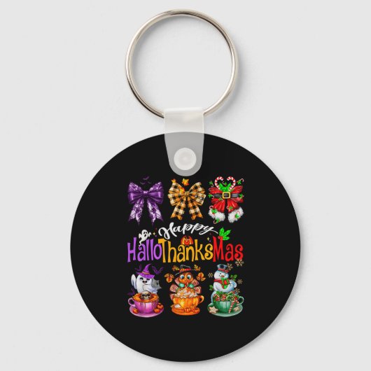 Happy Hallothanksmas Coquette Bow Coffee Latte Can Sleutelhanger (Voorkant)