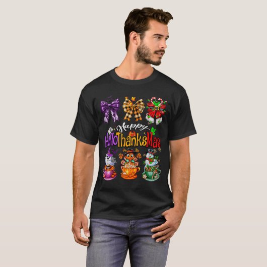Happy Hallothanksmas Coquette Bow Coffee Latte Can T-shirt (Voorkant volledig)