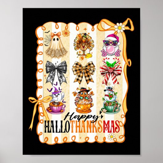 Happy Hallothanksmas Coquette Bow Halloween Thanks Poster (Voorkant)