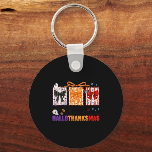 Happy Hallothanksmas Coquette Bows Halloween Bedan Sleutelhanger (Voorkant)