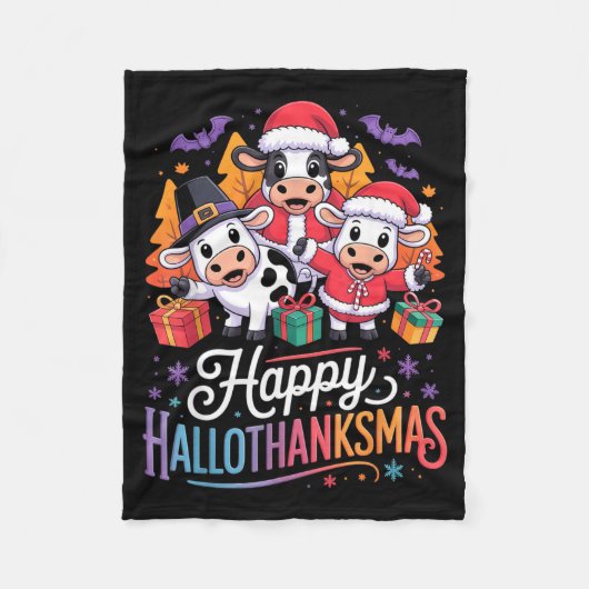 Happy Hallothanksmas Cows For Farmer  Fleece Deken (Voorkant)