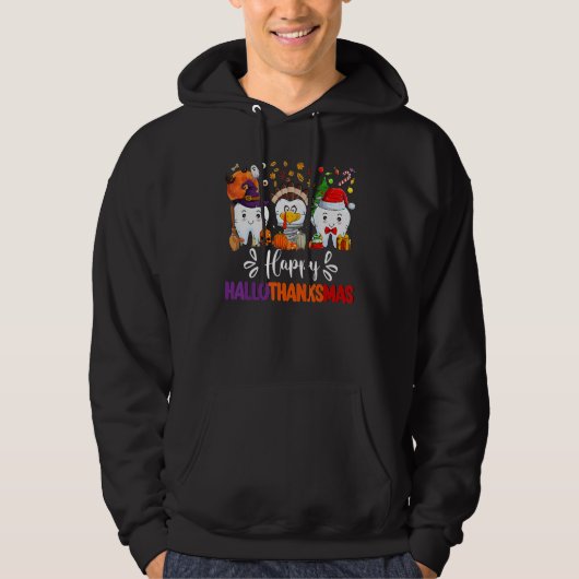 Happy HalloThanksMas Dental Boo Crew Dentist Assis Hoodie (Voorkant)