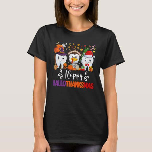 Happy HalloThanksMas Dental Boo Crew Dentist Assis T-shirt (Voorkant)