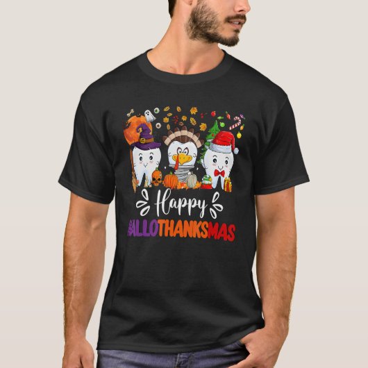 Happy HalloThanksMas Dental Boo Crew Dentist Assis T-shirt (Voorkant)