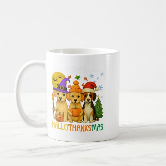 Happy Hallothanksmas Dog Lovers Funny Holiday Mash Koffiemok (Links)