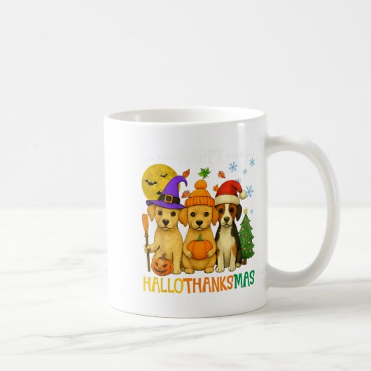 Happy Hallothanksmas Dog Lovers Funny Holiday Mash Koffiemok (Rechts)