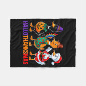Happy Hallothanksmas Duck Lover Halloween Merry Ch Fleece Deken (Voorkant (Horizontaal))