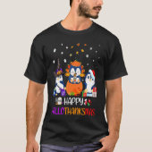 Happy HalloThanksMas Fall Pumpkin Penguin T-shirt (Voorkant)