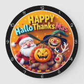 Happy HalloThanksMas Festive Holiday Celebration Grote Klok (Voorkant)
