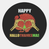 Happy Hallothanksmas Fun Holiday Season Mashup Ronde Sticker (Voorkant)
