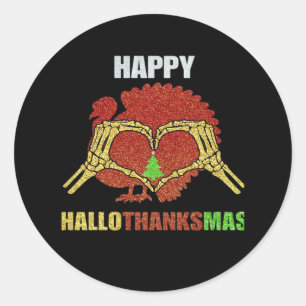 Happy Hallothanksmas Fun Holiday Season Mashup Ronde Sticker