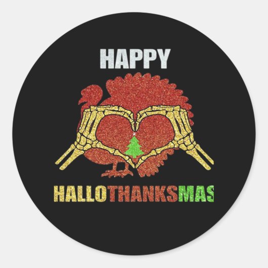 Happy Hallothanksmas Fun Holiday Season Mashup Ronde Sticker (Voorkant)