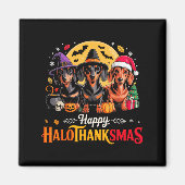 Happy Hallothanksmas Funny Dachshund Dog Lover Dog Magneet (Voorkant)