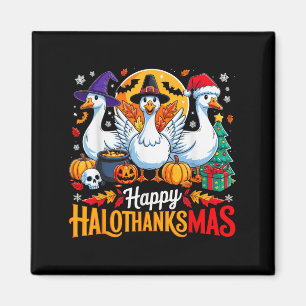 Happy Hallothanksmas Funny Goose Dierenvrienden Ei Magneet