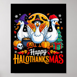 Happy Hallothanksmas Funny Goose Dierenvrienden Ei Poster