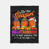 Happy Hallothanksmas Funny Halloween Thanksgiving  Fleece Deken (Voorkant)