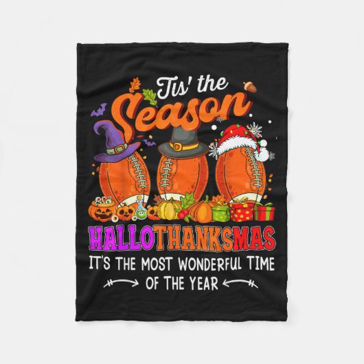Happy Hallothanksmas Funny Halloween Thanksgiving  Fleece Deken (Voorkant)