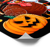 Happy Hallothanksmas Funny Halloween Thanksgiving  Poster (Hoek)
