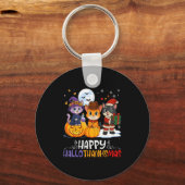 Happy Hallothanksmas Funny Halloween Thanksgiving Sleutelhanger (Voorkant)