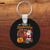 Happy Hallothanksmas Funny Halloween Thanksgiving  Sleutelhanger (Voorkant)