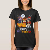 Happy Hallothanksmas Funny Halloween Thanksgiving T-shirt (Voorkant)