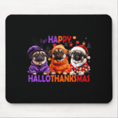 Happy Hallothanksmas Funny Pug Halloween Thanksgiv Muismat (Voorkant)