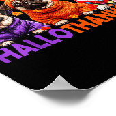 Happy Hallothanksmas Funny Pug Halloween Thanksgiv Poster (Hoek)