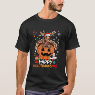 Happy Hallothanksmas Funny Teckel hond kalkoen Da T-shirt