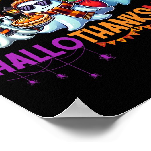 Happy Hallothanksmas Ghost Halloween Thanksgiving Poster (Hoek)