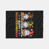 Happy Hallothanksmas Gnome Halloween Thanksgiving  Fleece Deken (Voorkant (Horizontaal))