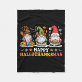 Happy Hallothanksmas Gnome Halloween Thanksgiving  Fleece Deken (Voorkant)