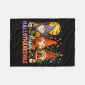 Happy Hallothanksmas Gnomes Halloween Thanksgiving Fleece Deken (Voorkant (Horizontaal))