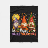 Happy Hallothanksmas Gnomes Halloween Thanksgiving Fleece Deken (Voorkant)
