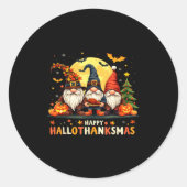 Happy Hallothanksmas Gnomes Halloween Thanksgiving Ronde Sticker (Voorkant)