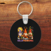 Happy Hallothanksmas Gnomes Halloween Thanksgiving Sleutelhanger (Voorkant)