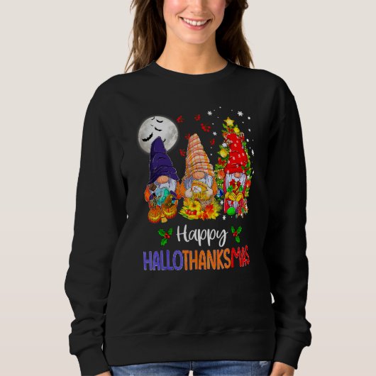 Happy Hallothanksmas Gnomes Halloween Thanksgiving Trui (Voorkant)