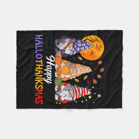Happy Hallothanksmas Gnomes Lover Halloween Merry  Fleece Deken (Voorkant (Horizontaal))