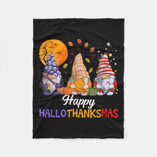 Happy Hallothanksmas Gnomes Lover Halloween Merry  Fleece Deken (Voorkant)