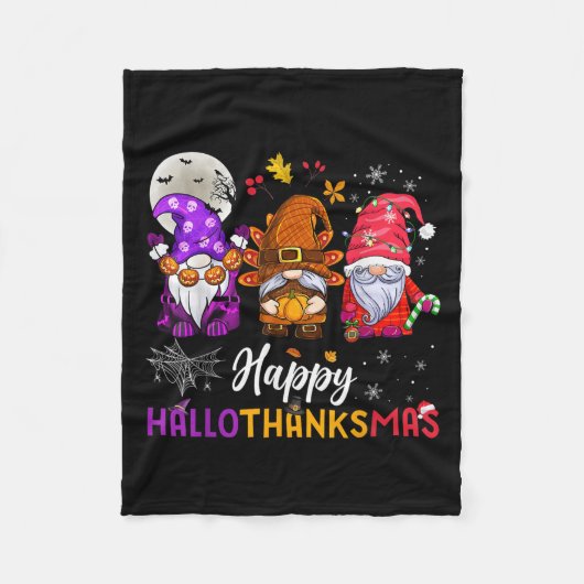Happy Hallothanksmas Gnomes Lover Halloween Merry  Fleece Deken (Voorkant)