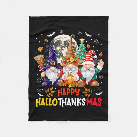 Happy Hallothanksmas Gnomes Lover Halloween Merry  Fleece Deken (Voorkant)